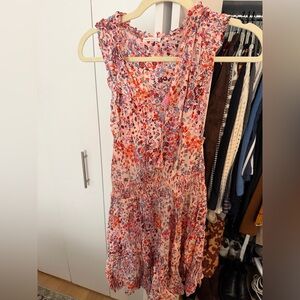 Poupette St. Barth Pink and Red Floral Midi Dress